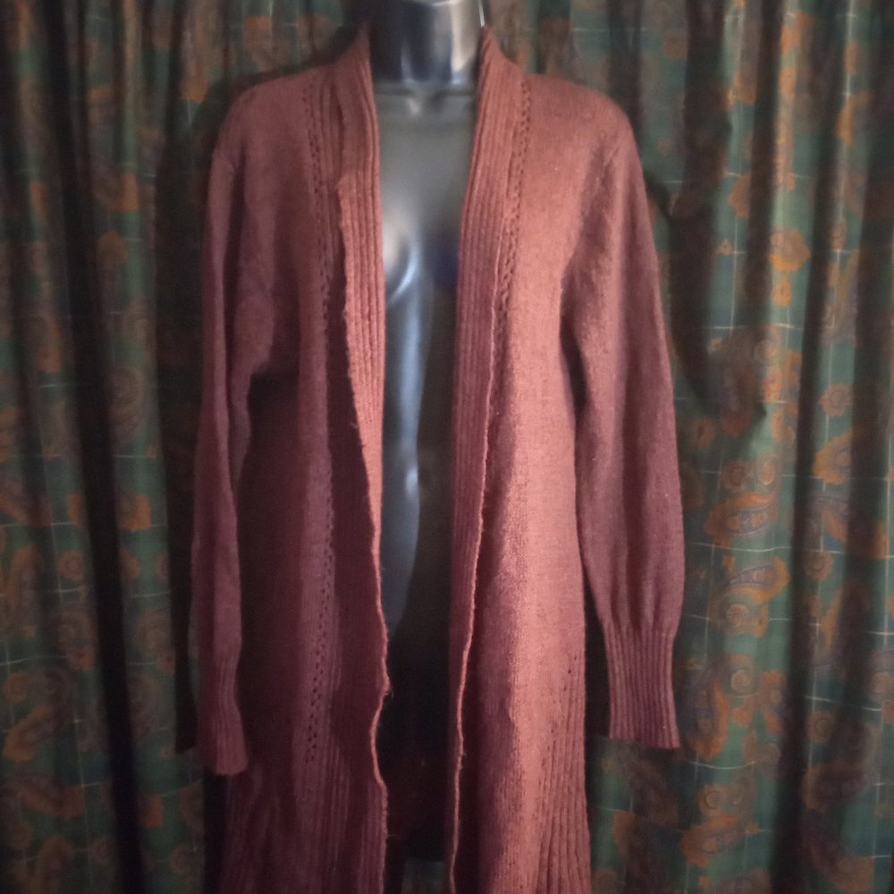 Charlotte Russe Knit Long Sleeve Cardigan Sweater Maroon Size M